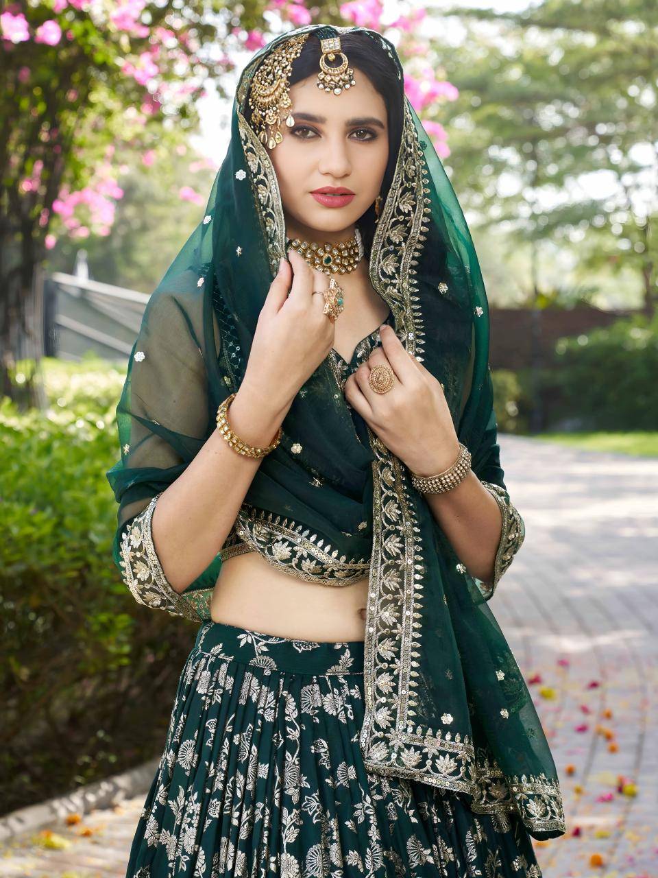 AMRAPALI Dola silk green Bulk lehenga choli for resellers